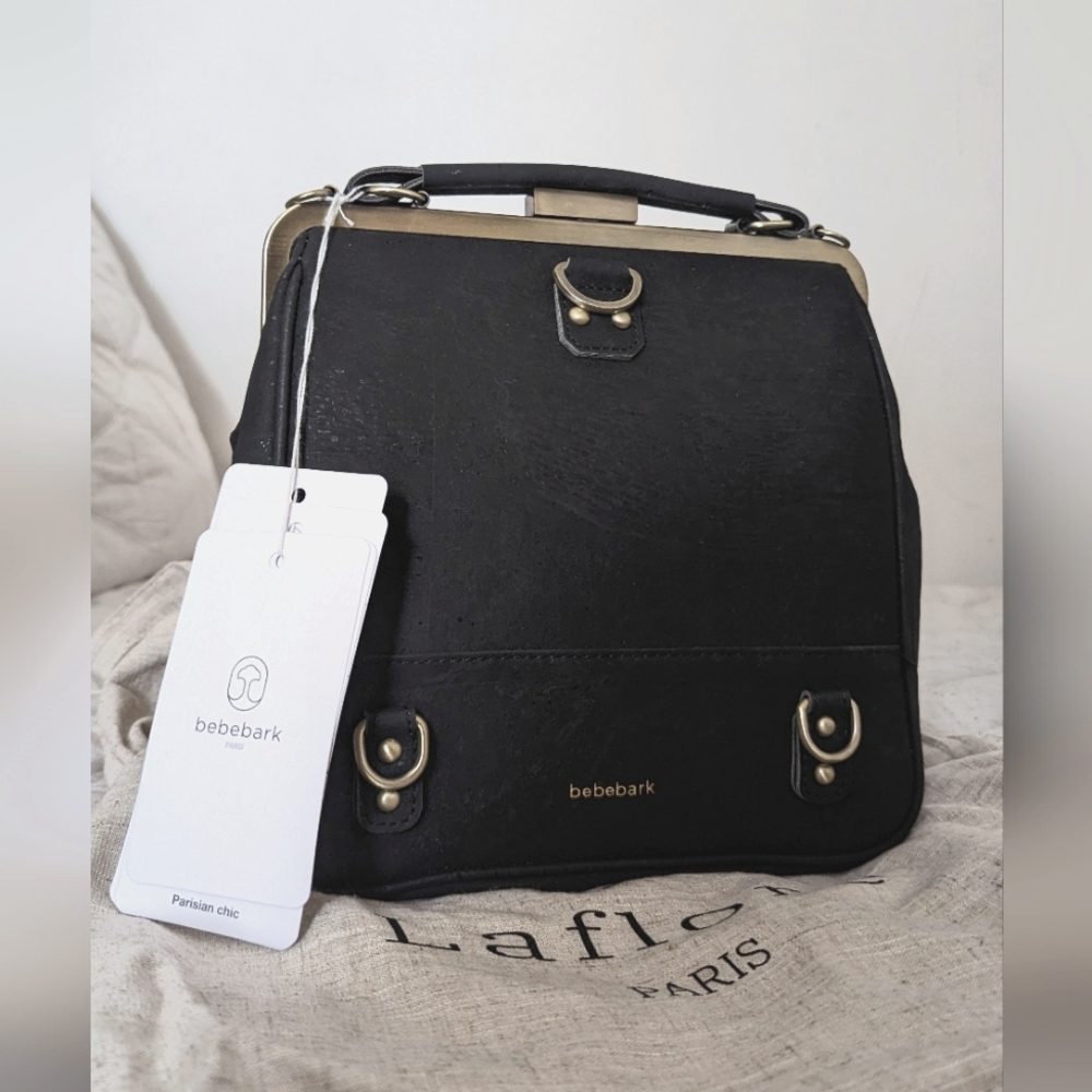 bebebark Convertible purse and accessories by Laflore in black NWT